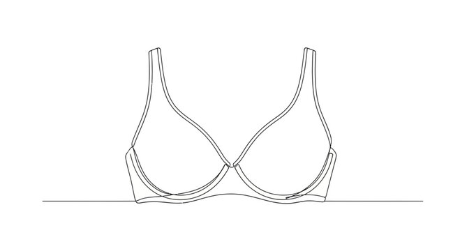 Smooth artistic single line illustration depicting a modern supportive female brassiere concept