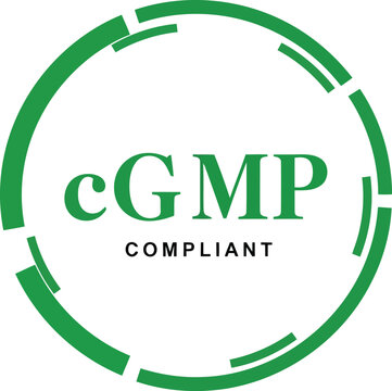 cgmp compliant logo symbol for pharmaceutical and life science industry quality assurance certification icon design