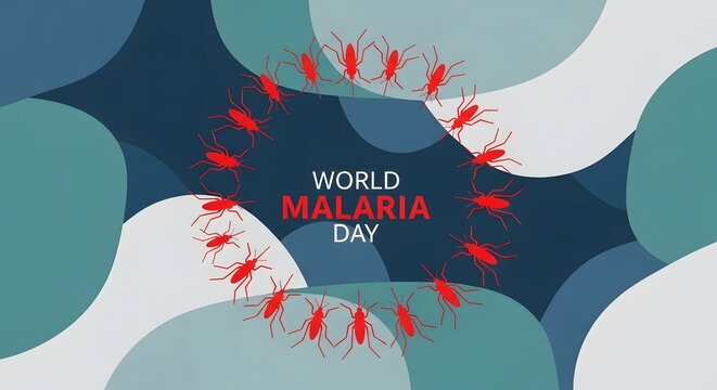World malaria day awareness illustration with parasite and red blood cells