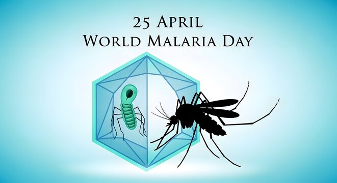 World malaria day awareness illustration with mosquito and parasite