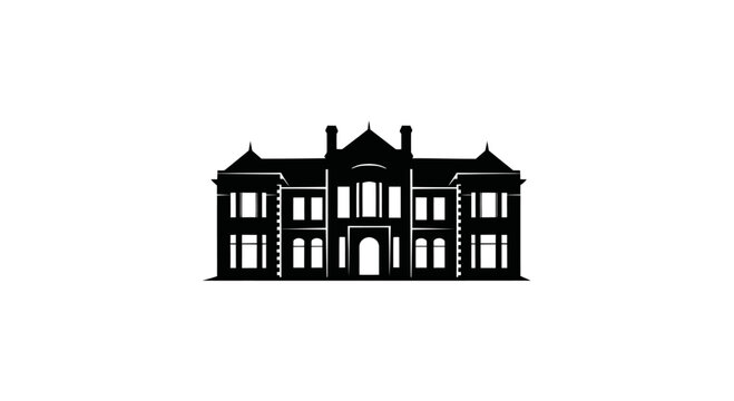Silhouette of a grand classical building, manor house, or government structure