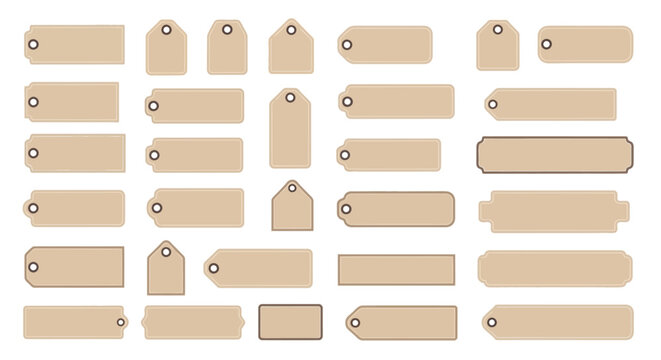 Assorted blank paper tags set with minimalist design and outline style