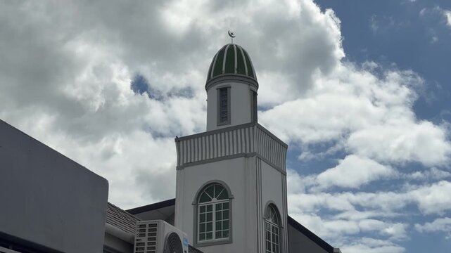 A mosque with a minaret on the eve of Eid, in Cape Town.