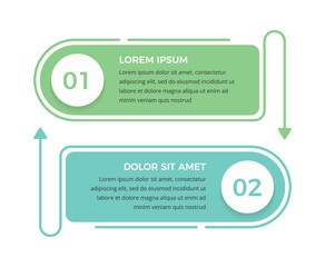 Infographic template with two steps or options, comparison infographics, business data visualization