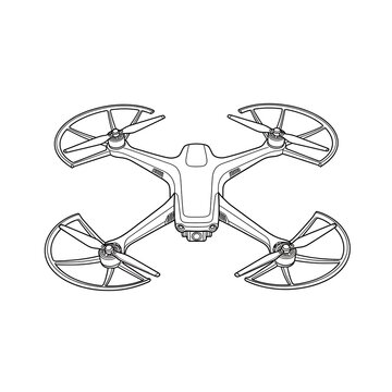 Modern Quadcopter Drone Outline - UAV Technology Vector Illustration