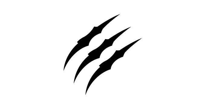 Three black claw marks on a white background.