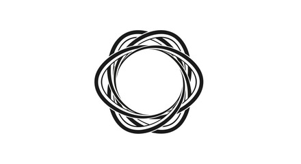 Fototapeta premium Black circular woven line art design on a white background