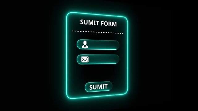 Managing digital responses with submit form interface including user input fields and submission process for communication and data collection systems 4k animation video