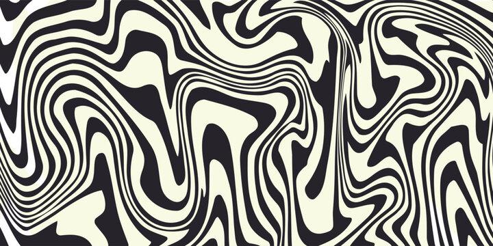 Pattern with wavy, curves lines. Optical art background. Wave design black and white. Digital image with a psychedelic stripes. Vector illustration