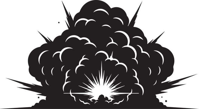 Explosion blast, black cloud, vector illustration, shockwave