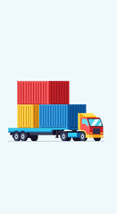 Naklejka premium Vibrant Cargo Truck Transporting Colorful Shipping Containers Worldwide