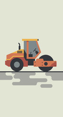 Naklejka premium Vibrant Road Roller Machine Illustration With Clean Lines And Modern Design