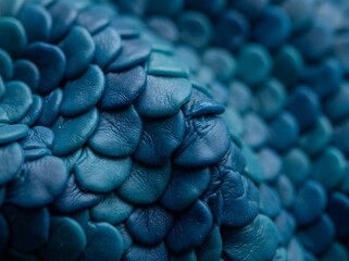 Fototapeta premium A close-up view of a textured, scale-like pattern in varying shades of blue