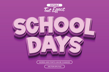 Fototapeta premium 3d School days editabl text effect