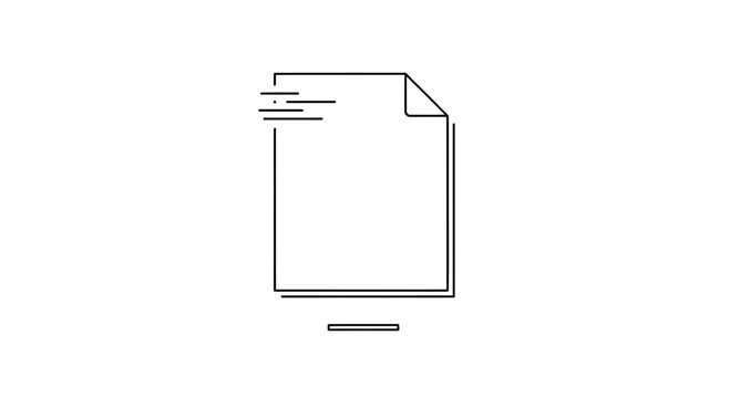 Minimalist line art icon representing a document, file, or report with folded corner and text