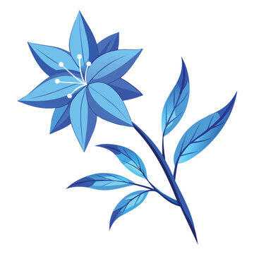 amsonia blue ice flower with branch on white background
