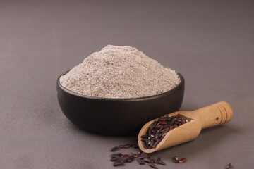 Black glutinous rice flour is a finely milled powder made from black sticky rice. © menik