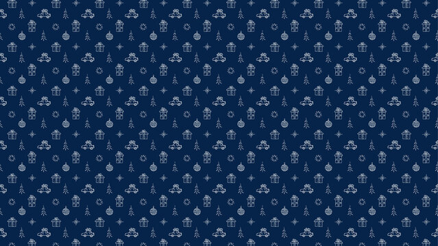 dark blue background with small white musical notes