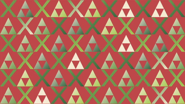 Red backdrop with green xs and triforce symbols. Ideal for gaming, technology, esports, and abstract design projects.