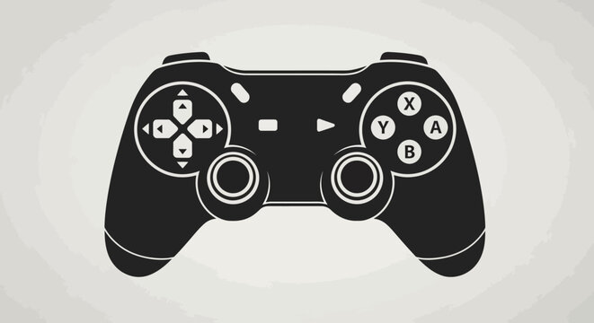 Black Video Game Controller Icon, Modern Gaming Input Device Silhouette