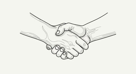 Obraz premium Handshake illustration, business agreement, partnership, trust, collaboration, unity, teamwork