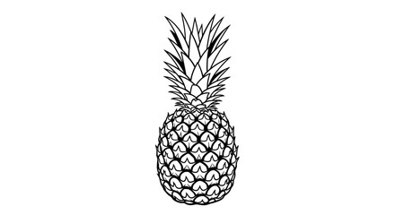 Obraz premium Fresh Pineapple Fruit Outline Drawing, Tropical Food, Healthy Eating, Vector Illustration