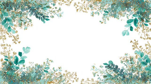 Soft pastel floral frame border with gold accents