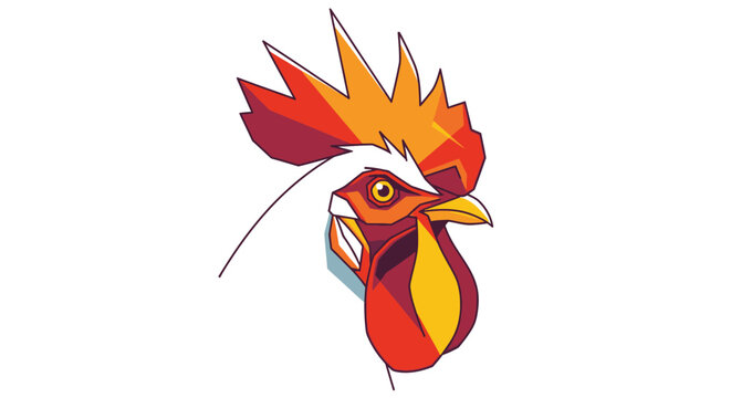 Rooster Head Portrait, Vibrant Colors, Stylized and Modern Farm Animal Illustration