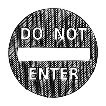 do not enter sign vector line art hand drawn illustration