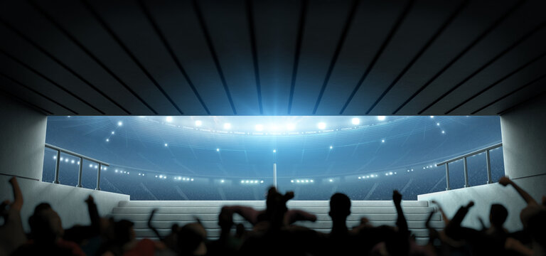 Fans entering the stadium tunnel