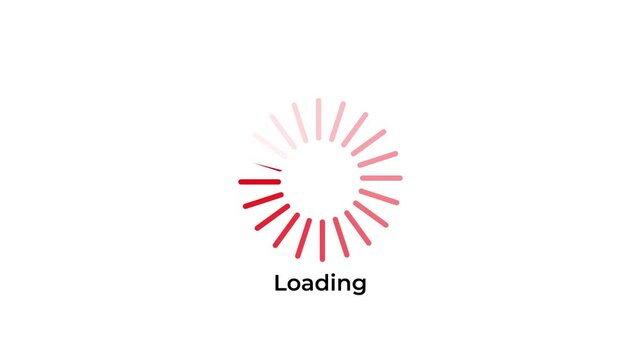 red spinning loading icon animation on black background.4k video