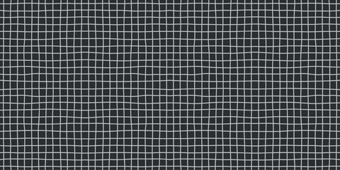 Fototapeta premium Abstract wavy grid pattern black background white lines geometric distortion seamless texture modern minimal design optical illusion warped mesh digital backdrop contemporary wallpaper repeat tile art