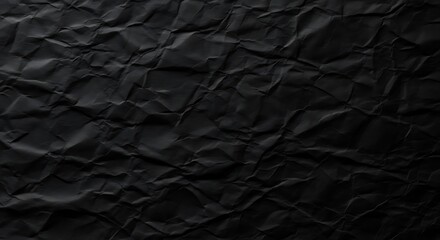 Fototapeta premium Dark Black Crumpled Paper Fabric Texture Background 