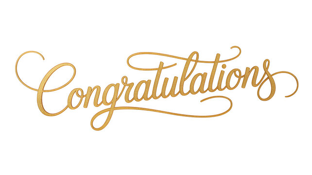 Golden congratulations glittery calligraphy text on white background for celebrations and wishes