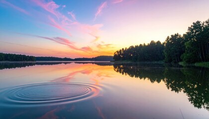 Obraz premium Ephemeral luminescence over tranquil waters