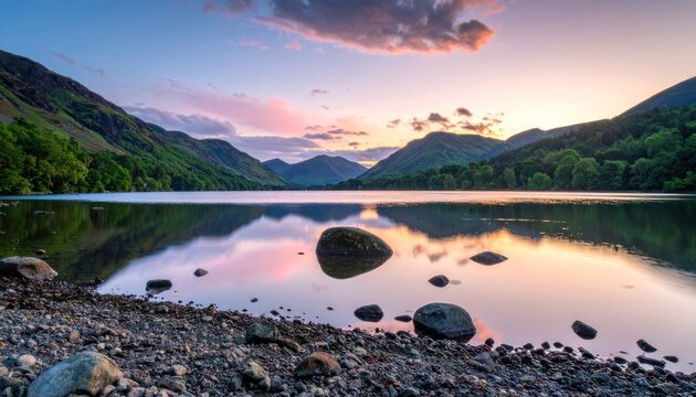 Serene reflections of a mountain vista