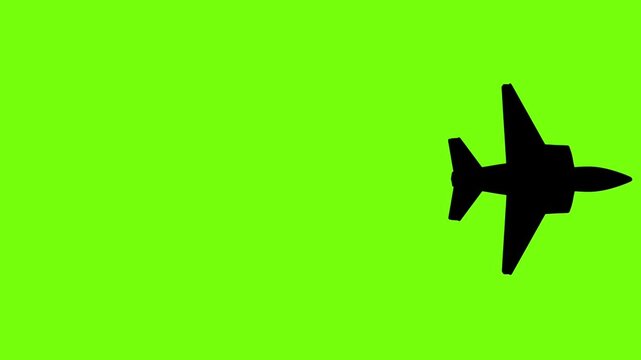 Military aircraft flies above green background with smooth movement. Use for military maps of war tactic