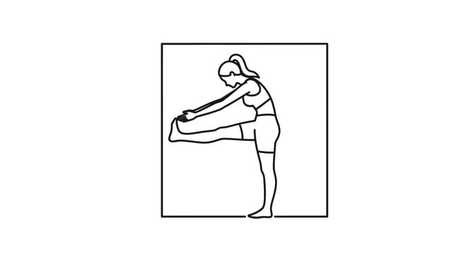 Woman stretching hamstrings with towel, fitness and yoga pose, healthy lifestyle