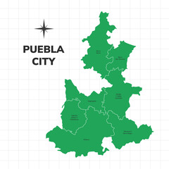Obraz premium Puebla City map illustration. Map of the city in Mexico