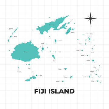 Fiji Islands map illustration. Map of the islands in Oceania