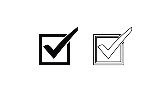 Two checkmark icons one solid black and one outlined in a square