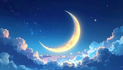 Naklejka premium Celestial Serenity: A Nocturnal Dreamscape