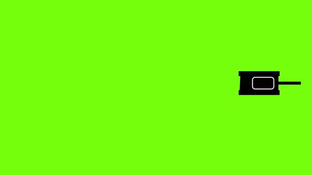 Military tank flies above green background with smooth movement. Use for military maps of war tactic