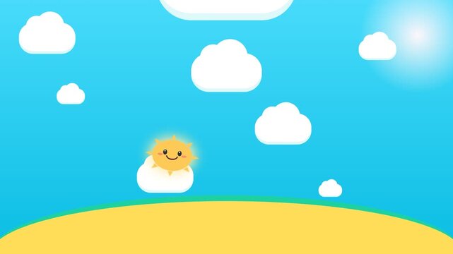 Cute Cartoon Sun and Clouds Animation for Kids.
