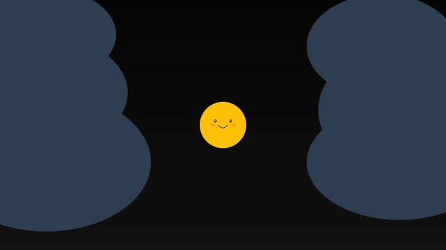 Cute cartoon sun smiling brightly in the sky.