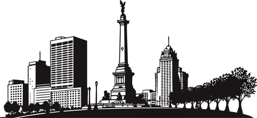 Obraz premium Indianapolis Skyline Silhouette Black White City Skyline Vector Art