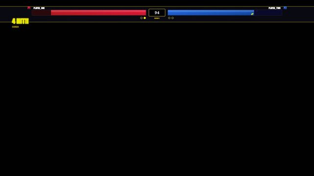 Fighting Game Interface With Health Bars And Timer.