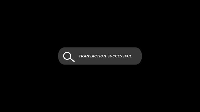 Successful Transaction Confirmation Screen with Magnifying Glass on Dark Background transaction successful