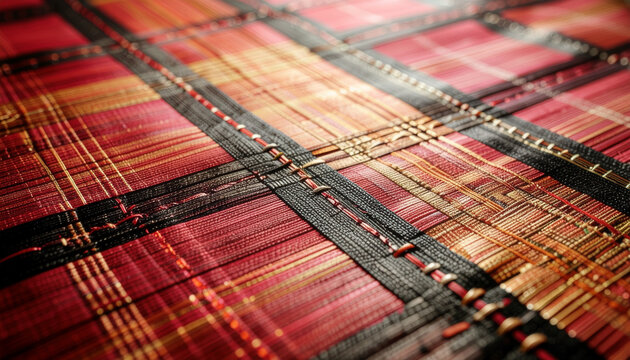 Abstract red and black woven texture