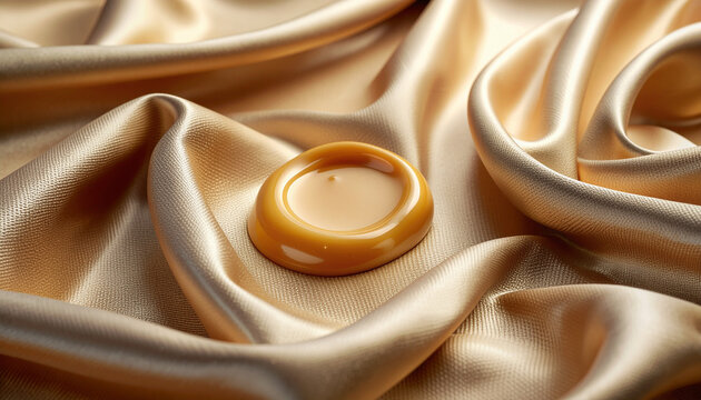 Caramel candy on silk fabric